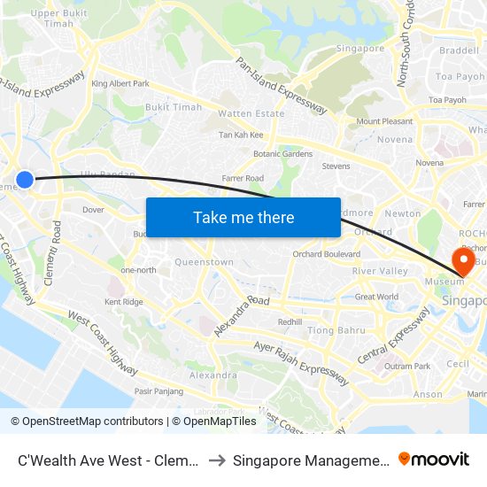 C'Wealth Ave West - Clementi Stn Exit B (17179) to Singapore Management University (SMU) map