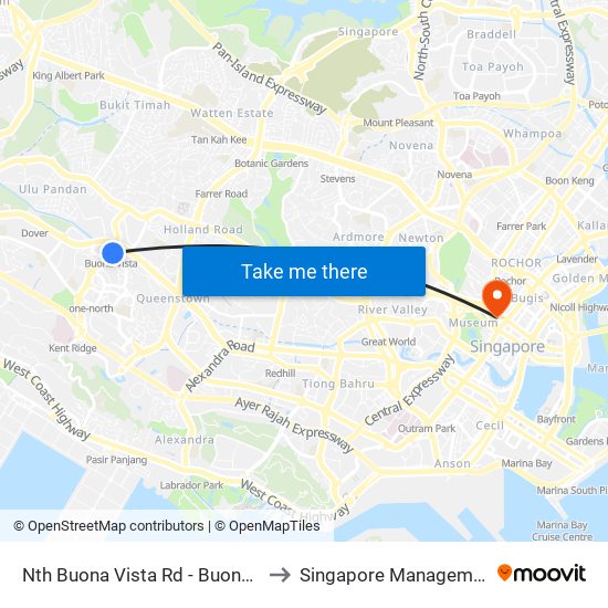 Nth Buona Vista Rd - Buona Vista Stn Exit D (11369) to Singapore Management University (SMU) map