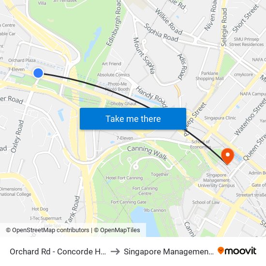 Orchard Rd - Concorde Hotel S'Pore (08138) to Singapore Management University (SMU) map