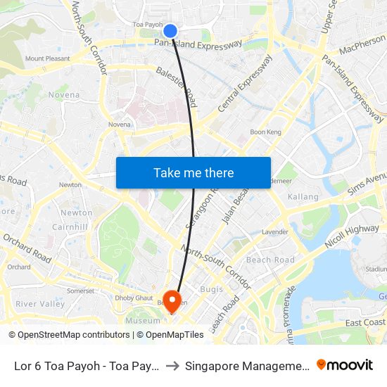 Lor 6 Toa Payoh - Toa Payoh Swim Cplx (52501) to Singapore Management University (SMU) map