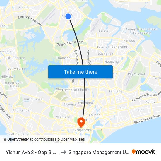 Yishun Ave 2 - Opp Blk 757 (59069) to Singapore Management University (SMU) map