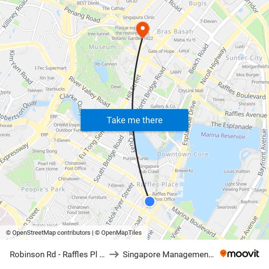 Robinson Rd - Raffles Pl Stn Exit F (03031) to Singapore Management University (SMU) map