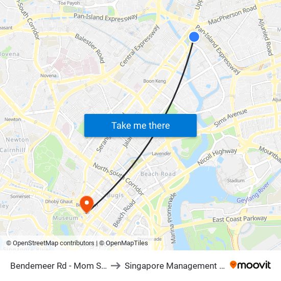 Bendemeer Rd - Mom Svcs Ctr (60179) to Singapore Management University (SMU) map