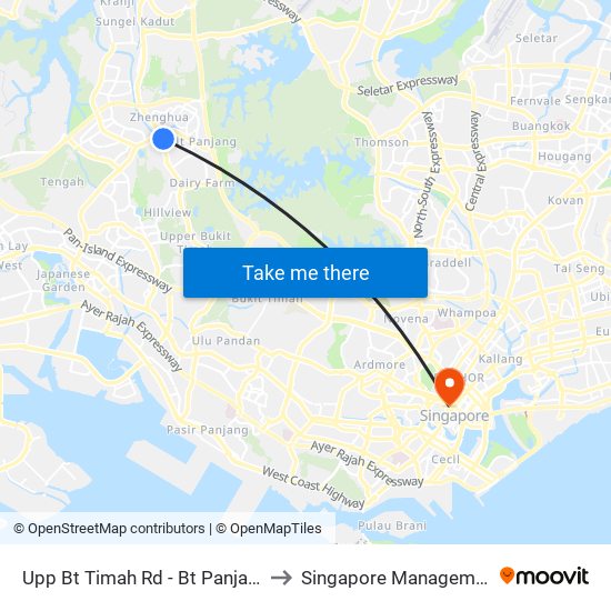 Upp Bt Timah Rd - Bt Panjang Stn Exit A/Lrt (44029) to Singapore Management University (SMU) map