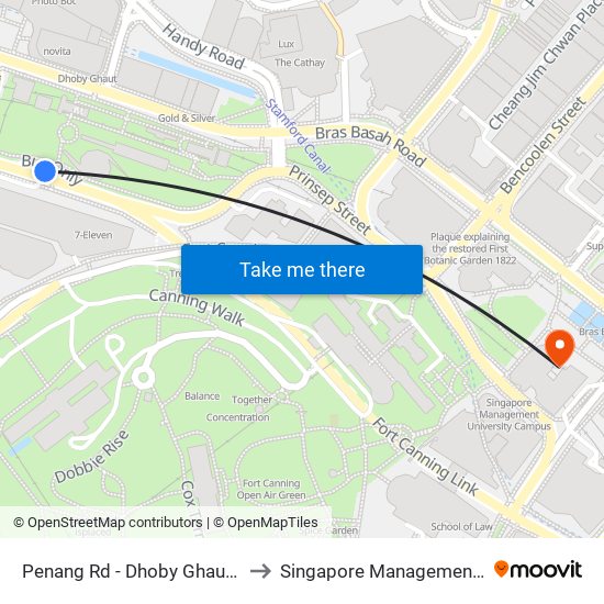 Penang Rd - Dhoby Ghaut Stn Exit B (08031) to Singapore Management University (SMU) map