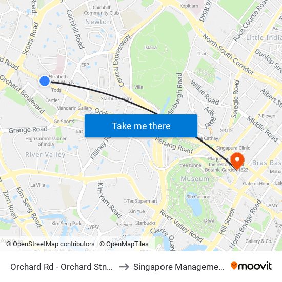 Orchard Rd - Orchard Stn/Lucky Plaza (09048) to Singapore Management University (SMU) map