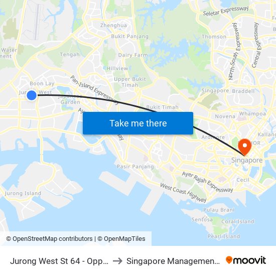 Jurong West St 64 - Opp Blk 662c (22499) to Singapore Management University (SMU) map