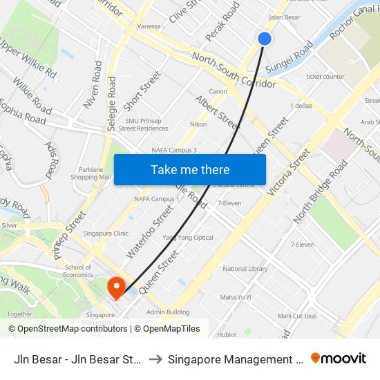 Jln Besar - Jln Besar Stn Exit A (07529) to Singapore Management University (SMU) map