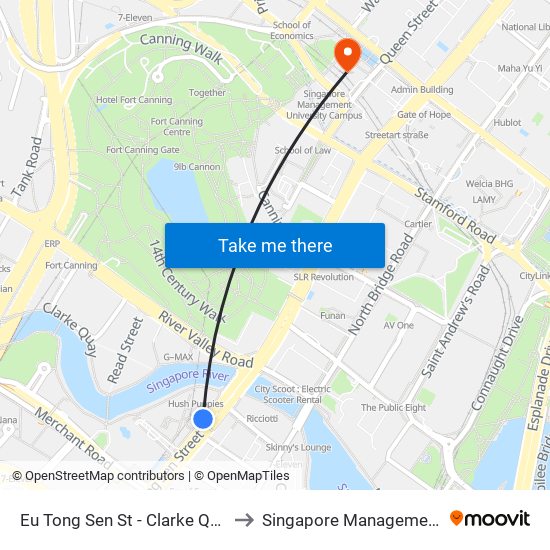 Eu Tong Sen St - Clarke Quay Stn Exit E (04222) to Singapore Management University (SMU) map