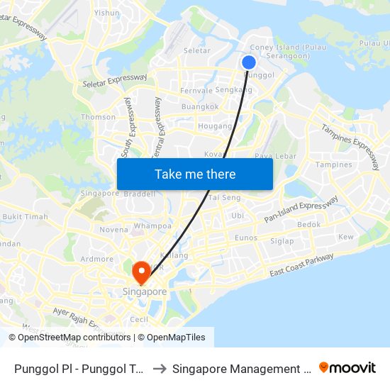 Punggol Pl - Punggol Temp Int (65009) to Singapore Management University (SMU) map