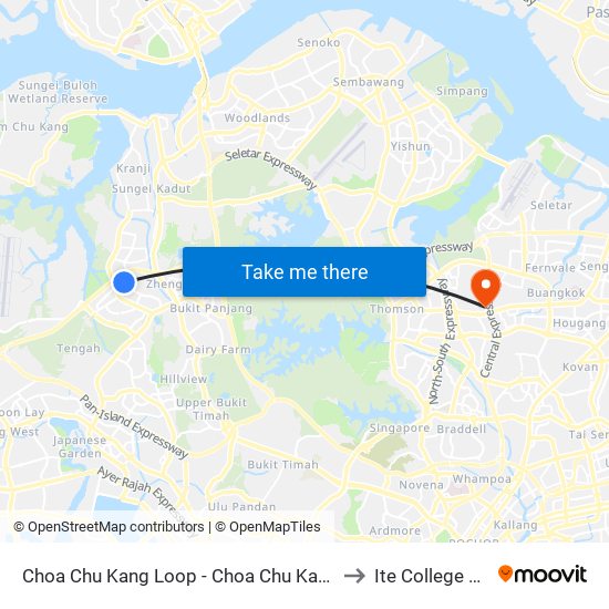 Choa Chu Kang Loop - Choa Chu Kang Int (44009) to Ite College Central map