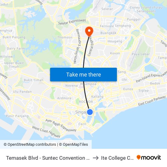 Temasek Blvd - Suntec Convention Ctr (02151) to Ite College Central map