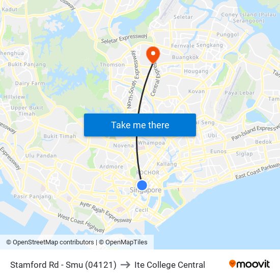 Stamford Rd - Smu (04121) to Ite College Central map