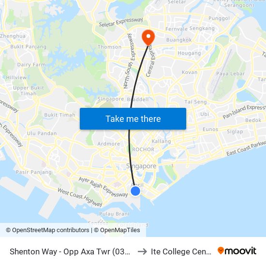 Shenton Way - Opp Axa Twr (03217) to Ite College Central map