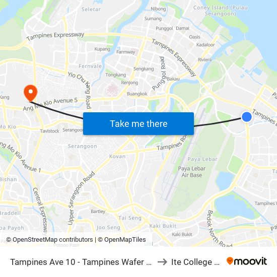 Tampines Ave 10 - Tampines Wafer Fab Pk (75351) to Ite College Central map