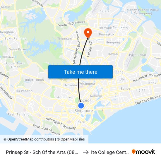 Prinsep St - Sch Of the Arts (08079) to Ite College Central map