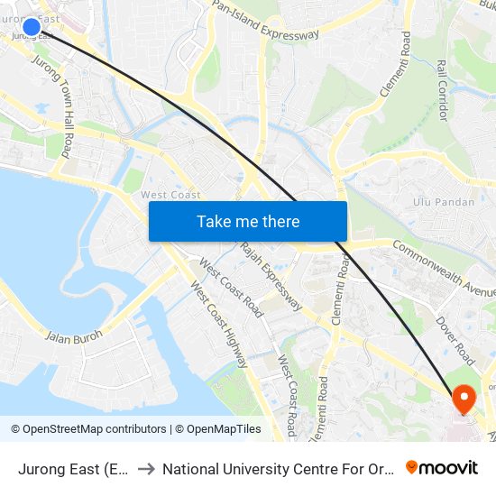 Jurong East (EW24|NS1) to National University Centre For Oral Health, Singapore map