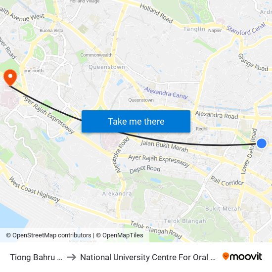 Tiong Bahru (EW17) to National University Centre For Oral Health, Singapore map