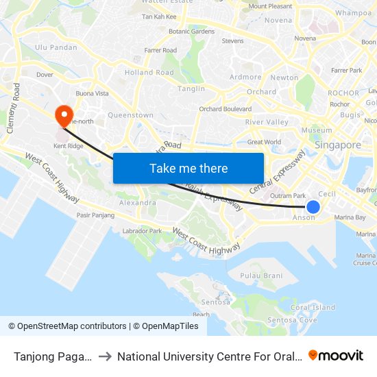 Tanjong Pagar (EW15) to National University Centre For Oral Health, Singapore map