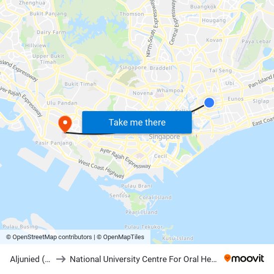Aljunied (EW9) to National University Centre For Oral Health, Singapore map