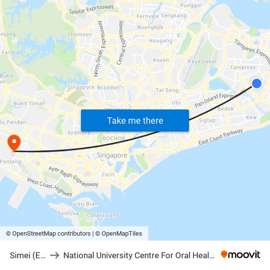 Simei (EW3) to National University Centre For Oral Health, Singapore map