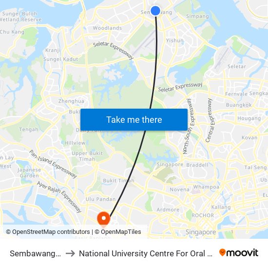 Sembawang (NS11) to National University Centre For Oral Health, Singapore map