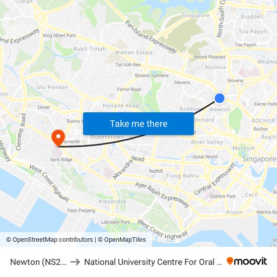 Newton (NS21|DT11) to National University Centre For Oral Health, Singapore map