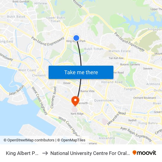 King Albert Park (DT6) to National University Centre For Oral Health, Singapore map