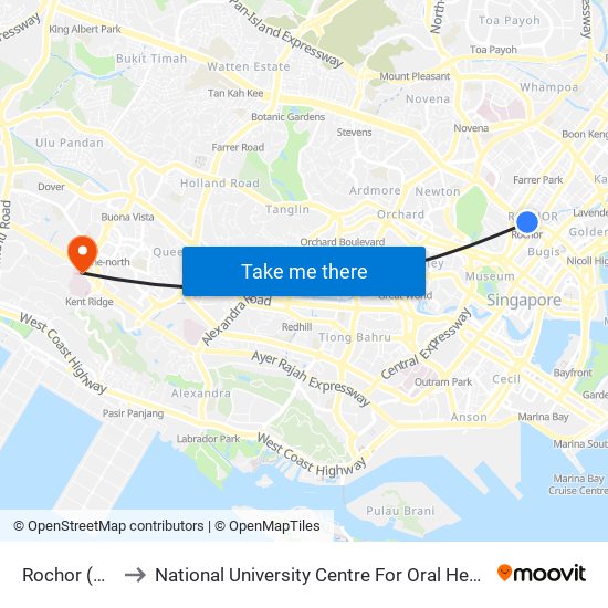 Rochor (DT13) to National University Centre For Oral Health, Singapore map