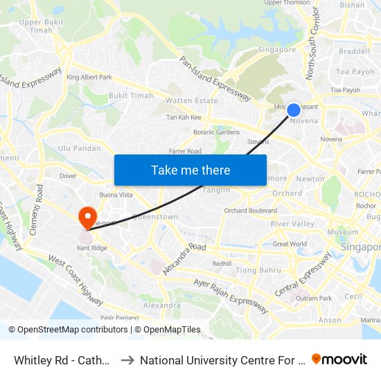 Whitley Rd - Catholic Jc (51099) to National University Centre For Oral Health, Singapore map