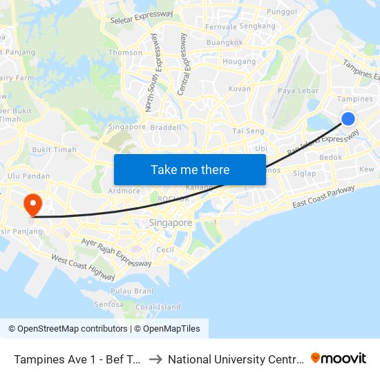 Tampines Ave 1 - Bef Tampines West Stn (75059) to National University Centre For Oral Health, Singapore map