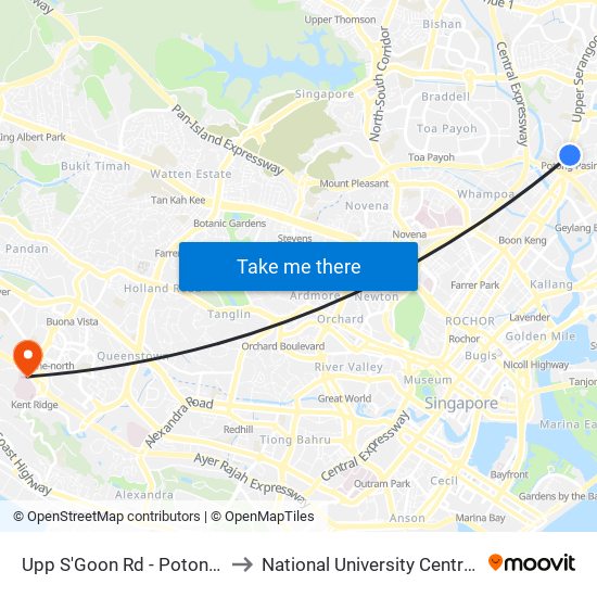 Upp S'Goon Rd - Potong Pasir Stn Exit B (60269) to National University Centre For Oral Health, Singapore map