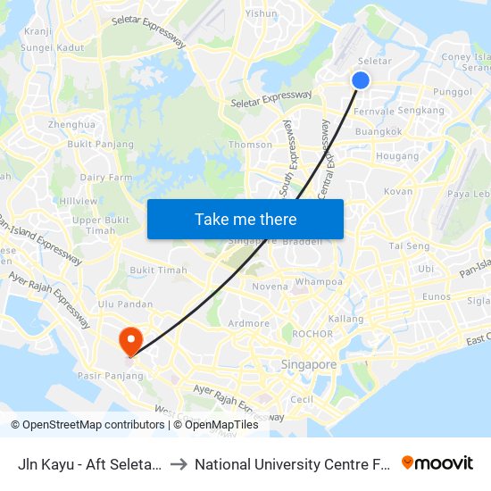 Jln Kayu - Aft Seletar Camp G (68119) to National University Centre For Oral Health, Singapore map