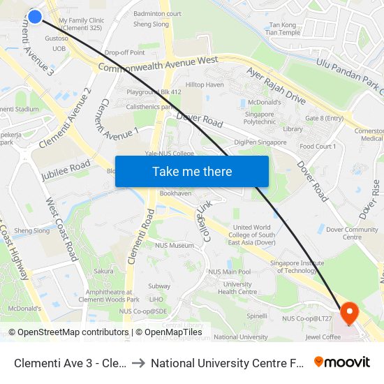 Clementi Ave 3 - Clementi Int (17009) to National University Centre For Oral Health, Singapore map