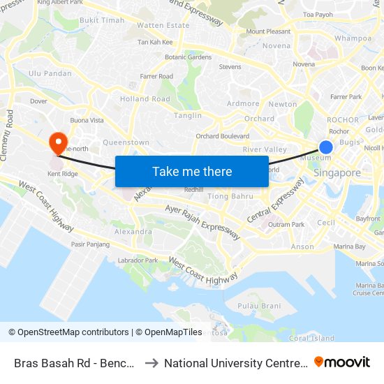 Bras Basah Rd - Bencoolen Stn Exit B (08069) to National University Centre For Oral Health, Singapore map