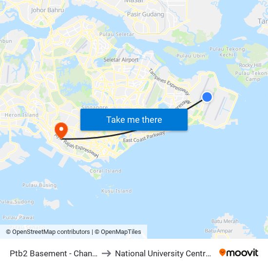 Ptb2 Basement - Changi Airport Ter 2 (95129) to National University Centre For Oral Health, Singapore map