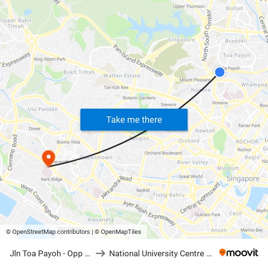 Jln Toa Payoh - Opp Trellis Twrs (52079) to National University Centre For Oral Health, Singapore map