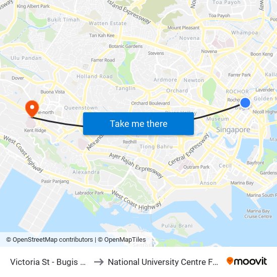 Victoria St - Bugis Stn Exit A (01113) to National University Centre For Oral Health, Singapore map