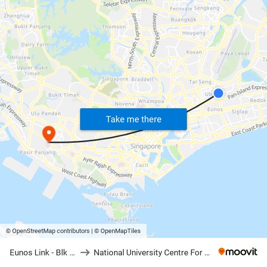 Eunos Link - Blk 637 (71091) to National University Centre For Oral Health, Singapore map