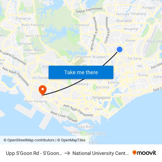 Upp S'Goon Rd - S'Goon Stn Exit A/Blk 413 (62139) to National University Centre For Oral Health, Singapore map