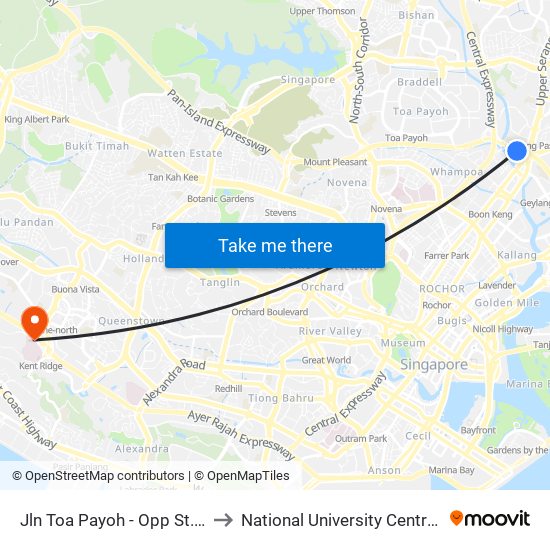 Jln Toa Payoh - Opp St. Andrew's Village (60089) to National University Centre For Oral Health, Singapore map