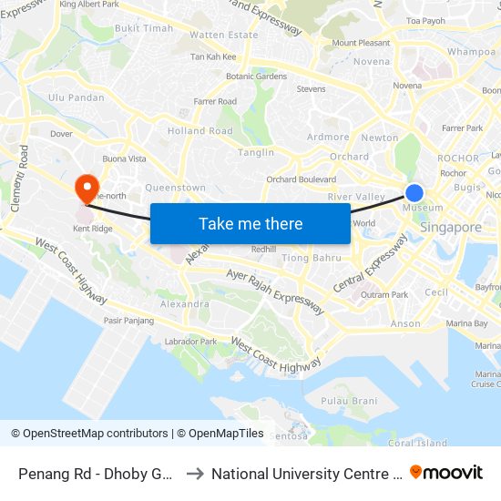 Penang Rd - Dhoby Ghaut Stn Exit B (08031) to National University Centre For Oral Health, Singapore map