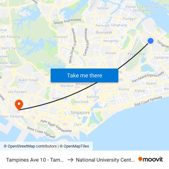 Tampines Ave 10 - Tampines Wafer Fab Pk (75351) to National University Centre For Oral Health, Singapore map