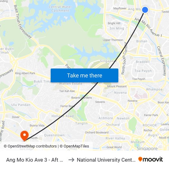 Ang Mo Kio Ave 3 - Aft Ang Mo Kio Stn Exit A (54261) to National University Centre For Oral Health, Singapore map