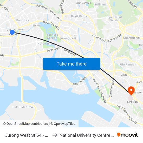 Jurong West St 64 - Opp Blk 662c (22499) to National University Centre For Oral Health, Singapore map