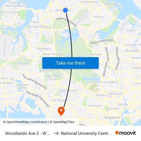 Woodlands Ave 2 - W'Lands Stn Exit 5 (46631) to National University Centre For Oral Health, Singapore map