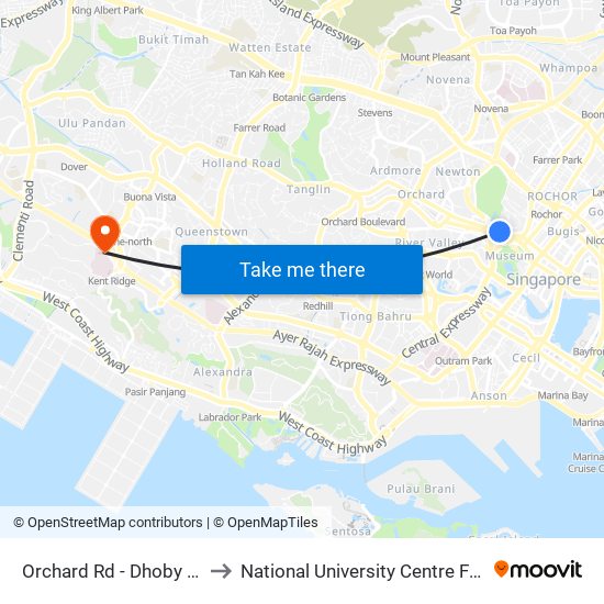 Orchard Rd - Dhoby Ghaut Stn (08057) to National University Centre For Oral Health, Singapore map