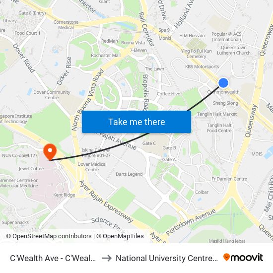 C'Wealth Ave - C'Wealth Stn Exit B/C (11169) to National University Centre For Oral Health, Singapore map