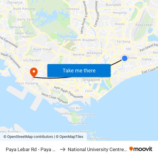 Paya Lebar Rd - Paya Lebar Stn Exit B (81111) to National University Centre For Oral Health, Singapore map