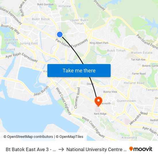 Bt Batok East Ave 3 - Burgundy Hill (42319) to National University Centre For Oral Health, Singapore map